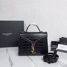 Women s Black Crocodile Pattern Leather Shoulder Bag  Gold Hardware Handbag