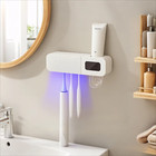 Toothbrush Holder Wall Mounted Automatic Toothpaste Squeezer Storage Rack Bathro