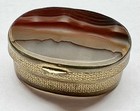 Georgian Gilt Brass   Banded Agate Oval Snuff Box  Early 19thc