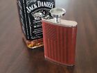 Leather Wrap 8 Oz  Stainless Steel Hip Flask With Funnel Us Flag Design
