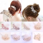 Women Rhinestone Crystal Wedding Flower Hair Comb Clip Hairpin Bridal Jewellery   