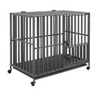 Rolling Heavy Xxl Large Pet Cage Thick Metal Dog Crate Kennel Playpen With Tray