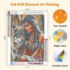 Miscer American Native Indian Woman Diamond Art Kits For Adults  Wolf
