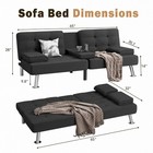 Modern Linen Upholstered Convertible Folding Futon Sofa Bed With Removable Ar