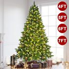 Snow Covered Christmas Tree With Led Lights 4 5 6 7ft Pine Cones Xmas Holiday Us