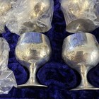 Vintage Boxed Set Of 6 Silver Plated Etched Small Goblets Toddy Glasses Unused