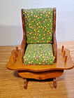 Vintage Wooden Rocking Chair Sewing Caddy Pin Cushion With Drawer