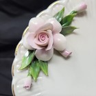 Vintage Italian Capodimonte Plate Pink Roses Gold Trim 6 5  Diameter