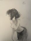 Boudoir Figure Girl Art Pencil Drawing On Paper 8x10 Original Signed Bvc