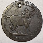 1790s Halfpenny Middlesex Pidcock s Two-headed Cow Conder Token Coin Holed 20386