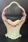 Vintage Porcelain Basket Pink And Teal With Gold Accents