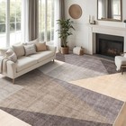 Washable Modern Area Rug  Geometric Large Area Rugs For Living 9x12 Brown grey