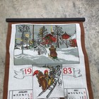 Vintage Linen Fabric Kitchen Tea Dish Towel 1983 Calendar Winter Christmas Sled