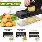 Manual Vegetable   Fruit Chopper Dicer W  Container Blades Peeler  Black clear