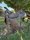 Brown Tooled Leather Western Pleasure trail Horse Saddle Traditional 15 In