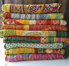 Lot Of 5 Vintag Indian Handmade  Kantha Quilt Throw Reversible Blanket Bedspread
