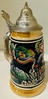 Handarbeit German 6  Vintage Beer Stein With Lid-excellent - 7 Towns Highlighted