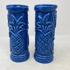 Tommy Bahama Tiki Mug Glass Blue Rum Ceramic Pineapple Hawaiian  7  Tall