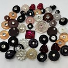 48 Vintage   Modern Rhinestone Button Lot Plastic Jewel Red Pink Hearts