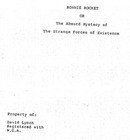 David Lynch Scrip Ronnie Rocket