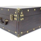 Large Wooden Decorative Storage Trunk - Wood Leather Treasure Chest Box