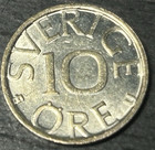 1977 Sweden 10 Ore Coin Carl Xvi Gustaf Copper-nickel Circulated