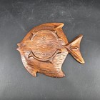 Vintage Treasure Craft Sea World Fish Ashtray Trinket Dish Orange Brown Glaze