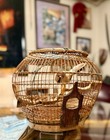 Vintage Thai Bamboo Birdcage    free Shipping   Handmade With Bird On Perch