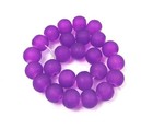 25 Frosted Sea Glass Round Beads Matte - Dark Violet 8mm