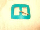 Vintage Pearlized Teal Lucite Plastic Buckle 1 1 4 X 1 1 2 In 