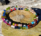 Art Glass Beaded Bracelet Colorful Assortment Seed Beads Wire Wrap Style 