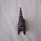 Wooden Cat Figurine Hand Painted Black White Stripes
