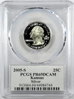     2005-s Kansas 90  Silver Washington Quarter   Pcgs Pr69dcam State Flag Label