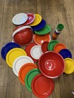 Vintage Ingrid Chicago Party Ball Picnic Camping Set Red Plates Cups Dishes