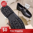 Salvatoreferragamo Leather Loafers Men s Casual Metal Buckle Dress Shoes Black