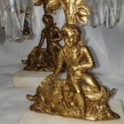 2 Atq Girandoles Brass 2 Arm Candelabras W crystal Prisms Boy Man W dog 13 1 2 
