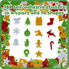 Glitter Foam Stickers - Christmas Shapes - Pack Of 168 - Self-adhesive
