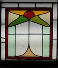 Geo Abstract English Leaded Stained Glass Window Unframed W Hooks 15 x 17 