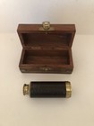 Vtg Telescope Brass Leather Wood Case Box Spyglass Nautical 6  Hand Hel Maritime