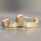 Men s Hip Hop Yellow Gold Plated 925 Sterling Silver Post Cz Hoop Earrings