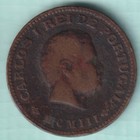Portuguese India Goa Carlos I 1 4 Tanga Rare Copper Coin