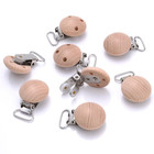 10pcs Natural Beech Wooden Pacifier Chain Dummy Holder Clips 30mm Round Wood Pac