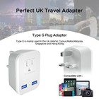  2 Pack type G Uk Travel Plug Power Adapter Converter With 2 Usb Charger Port