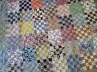 Antique Patchwork Quilt Top  Mid 1900   s  Calico Prints  Multi Color  25 Patch