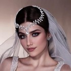 Bridal Rhinestone Headband Hair Comb For Women Wedding Teardrop Silver