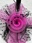Pink black Feather Mesh Fascinator Hat Clip band Wedding Tea Cocktail Party