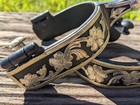 Western Ball End Spurs - Black Iron And Silver Floral