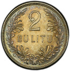 Lithuania  1925 2 Litu Pcgs Ms62     Toning   Luster  Impossible To Find Pcgs Bu
