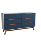 Rio 6-drawer Dresser Built-in Handles Telescopic Slides - White Blue - Adults