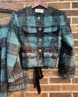 Vintage 1980s Patrick Kelly Suit Us W 0 Xs   Xxs Woven Wool Jacket Skirt Rare 